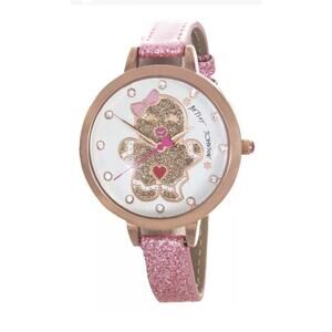 Betsey Johnson Gingerbread Dial Rose Gold Leather Band Watch 26894RGD